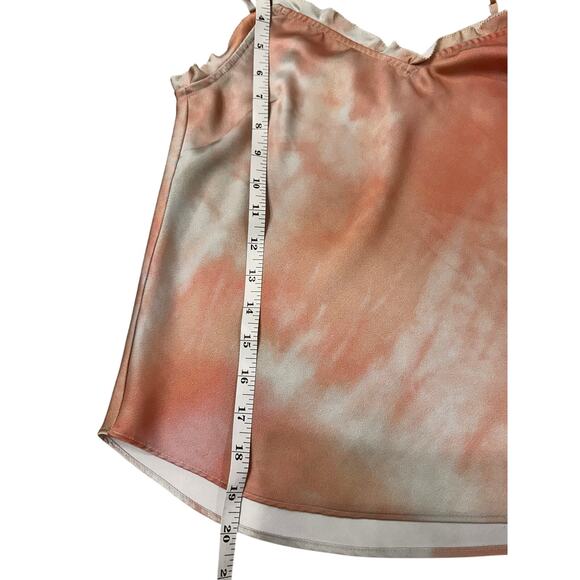 Aritzia Wilfred Satin Watercolor Tie-Dye Ruffle V-Neck Slip Cami Soft Girl, XS - Picture 6 of 8